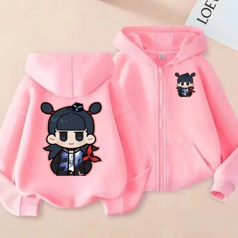 سويت شيرت بسحاب للأطفال Q-Version هوديي مطبوع عليه الرسوم المتحركة اللطيفة للرجال والنساء، قميص كاجوال لطيف #5