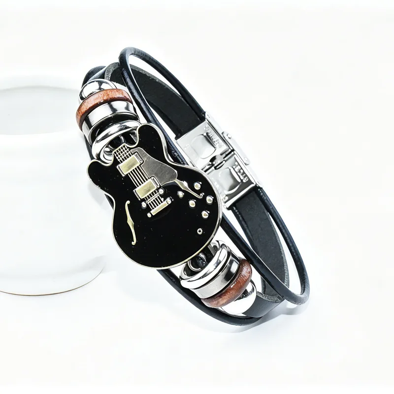 bracelet fashion men Leather Guitar Bracelet Men Punk Sports Jewelry Casual Music Personality Instrument Bracelet Gift