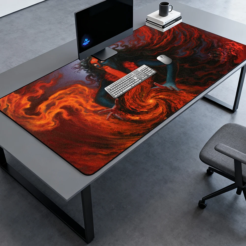 Gothic Mouse Pad Large Mousepad Dark Deity Computer Gaming XXXL Red 1200x600 Playmat Flame PC Setup Accessories