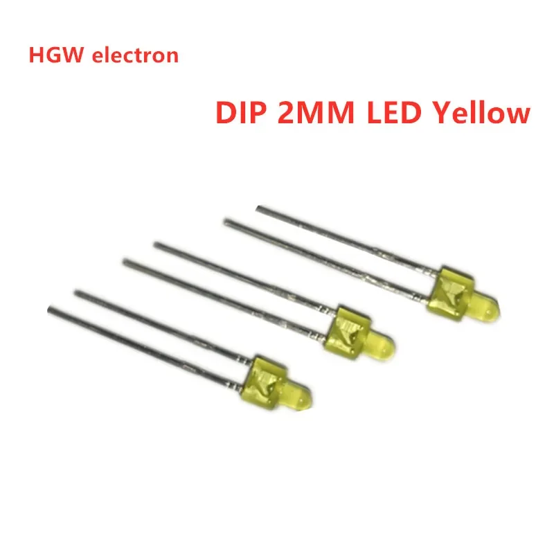 100pcs 2MM LED DIP Tower LED Diode Lamp 2MM Red Green Yellow Indicator light LED 2 pin