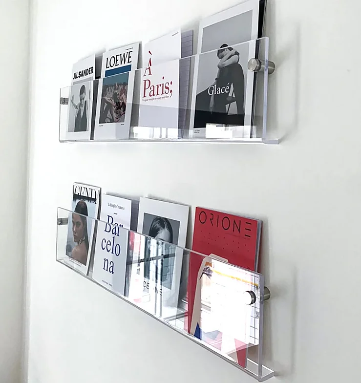 Brochure Holder Wall Mounted Newspaper Magazine Display Stand Office Display Rack Custom Clear Acrylic Storage Holders Racks