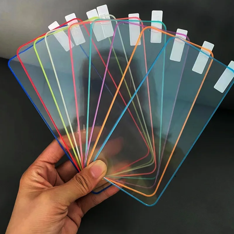 3PCS 3D Fluorescent Anti Falling Luminous Tempered Glass Screen Protector For iphone 15 14 13 12 11 Pro mini XS MAX XR 7 8 Plus