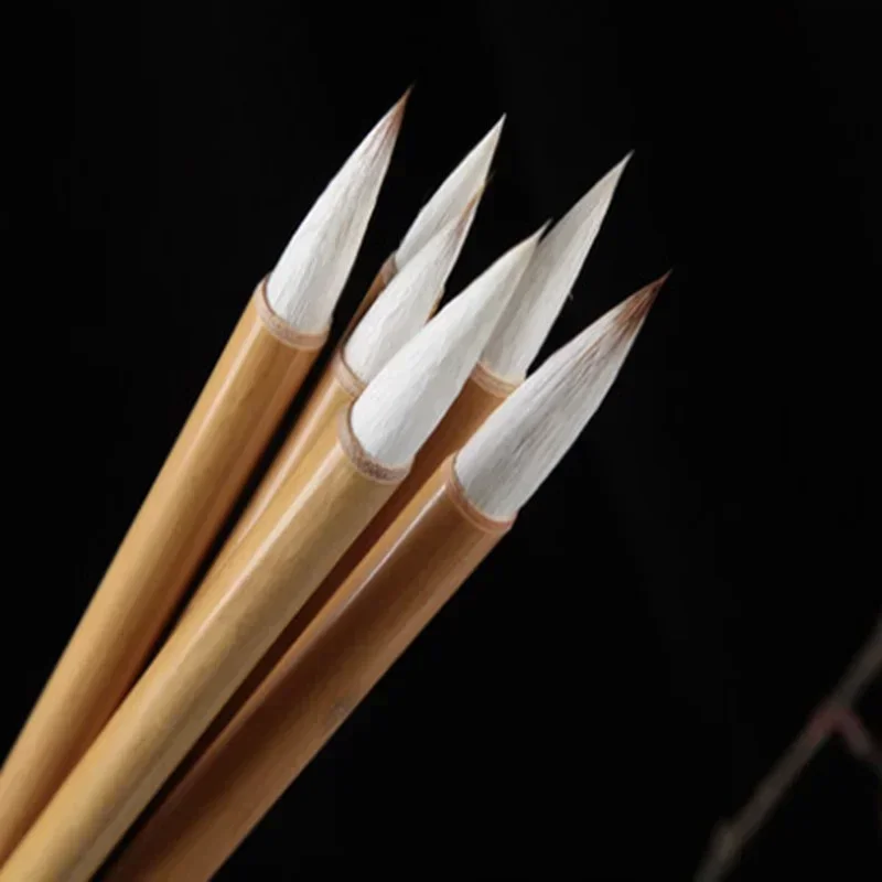 Chinese Calligraphy Brush, Chinese Painting Brush, Script Practice Brush, Weasel Hair, Woolen Hair, Slender, Gold Landscape