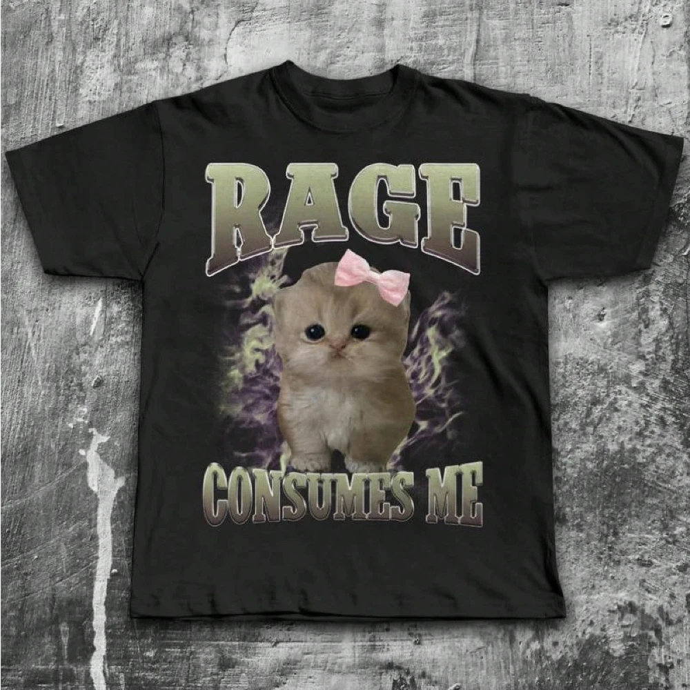 

"Rage Consumes Me" Funny Cat Emoji T-shirt, Silly Cat T-shirt, Bizarre Gift, Brainless T-shirt, Ugly T-shirt, Crazy Clothing