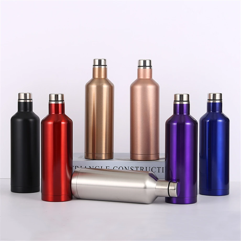 

100pcs/Lot Wine Bottle 17oz 500ml Flask Champagne Glass 304 Stainless Steel Mug 2-Wall Insulated Vacuum Thermal Kettle