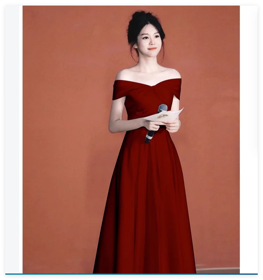 One shoulder evening gown with high-end student art entrance exam dress for coming of age ceremony