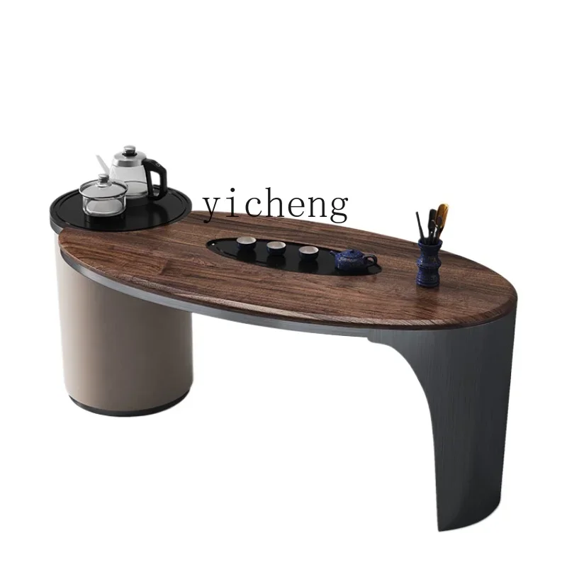 Tqh Walnut Tea Making Table Light Luxury Modern High-Grade Balcony Kettle Integrated Zen Solid Wood Tea Table