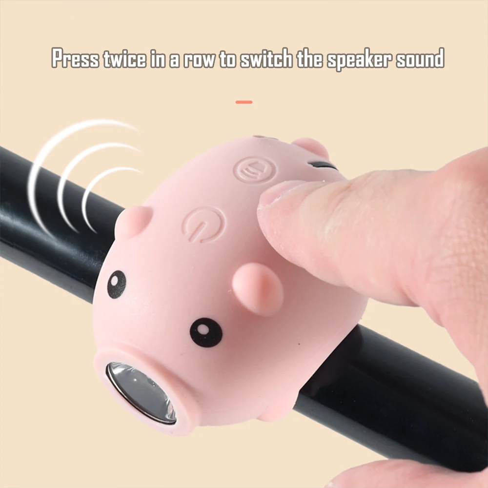 Cute Bike Handlebar Light 3 Lighting Modes Children Cartoon Pig USB Rechargeable Waterproof Accessories Balance Car Decoration