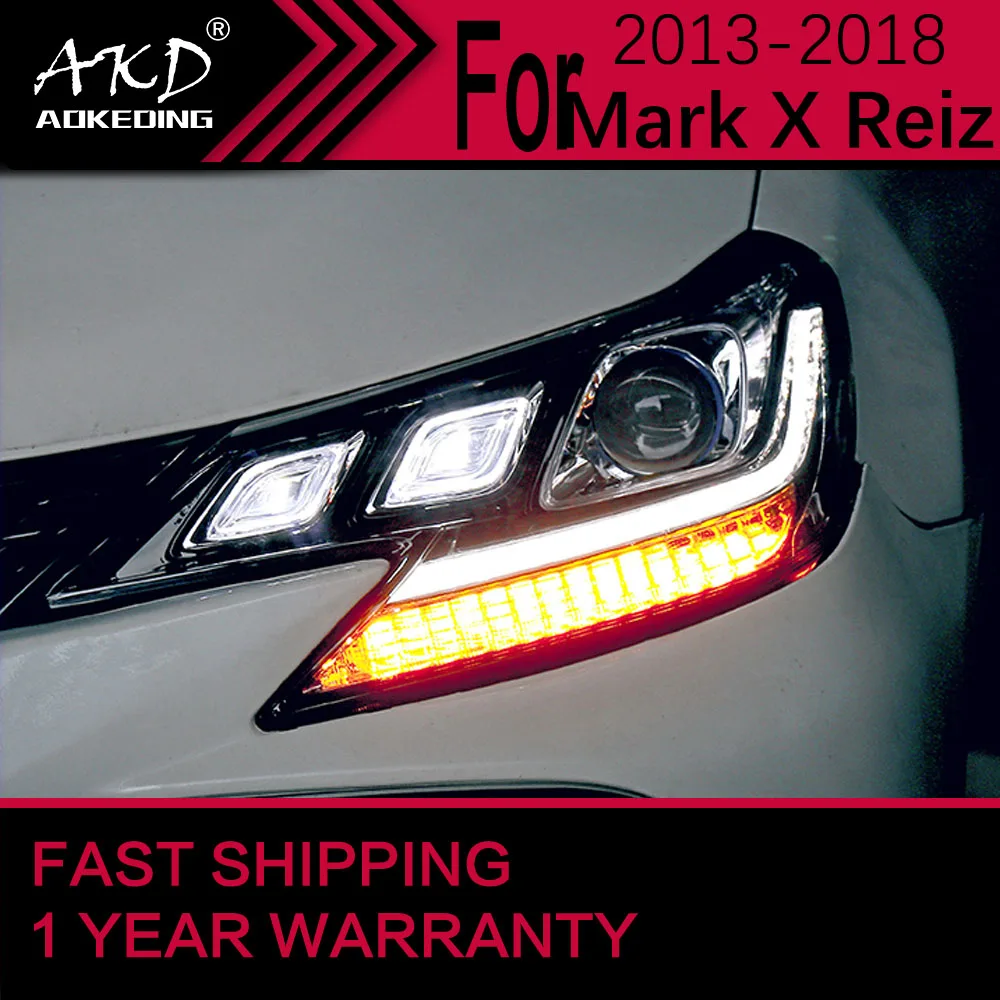 أضواء السيارة لتويوتا مارك X Reiz LED المصباح 2013-2018 Reiz رئيس مصباح Drl العارض عدسة اكسسوارات السيارات #3