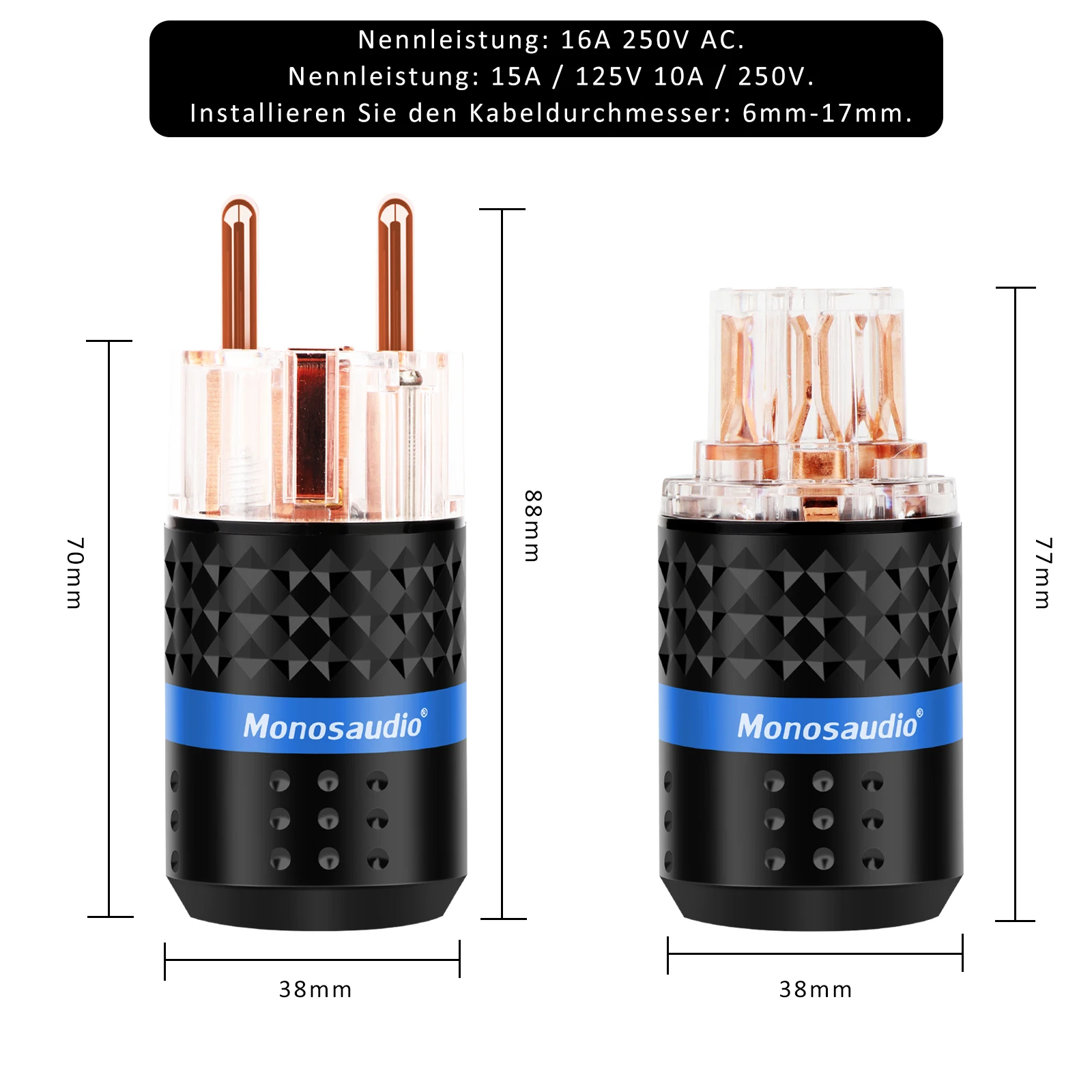 

Monosaudio E103/F103 штепсельная вилка Европейского типа из чистой меди