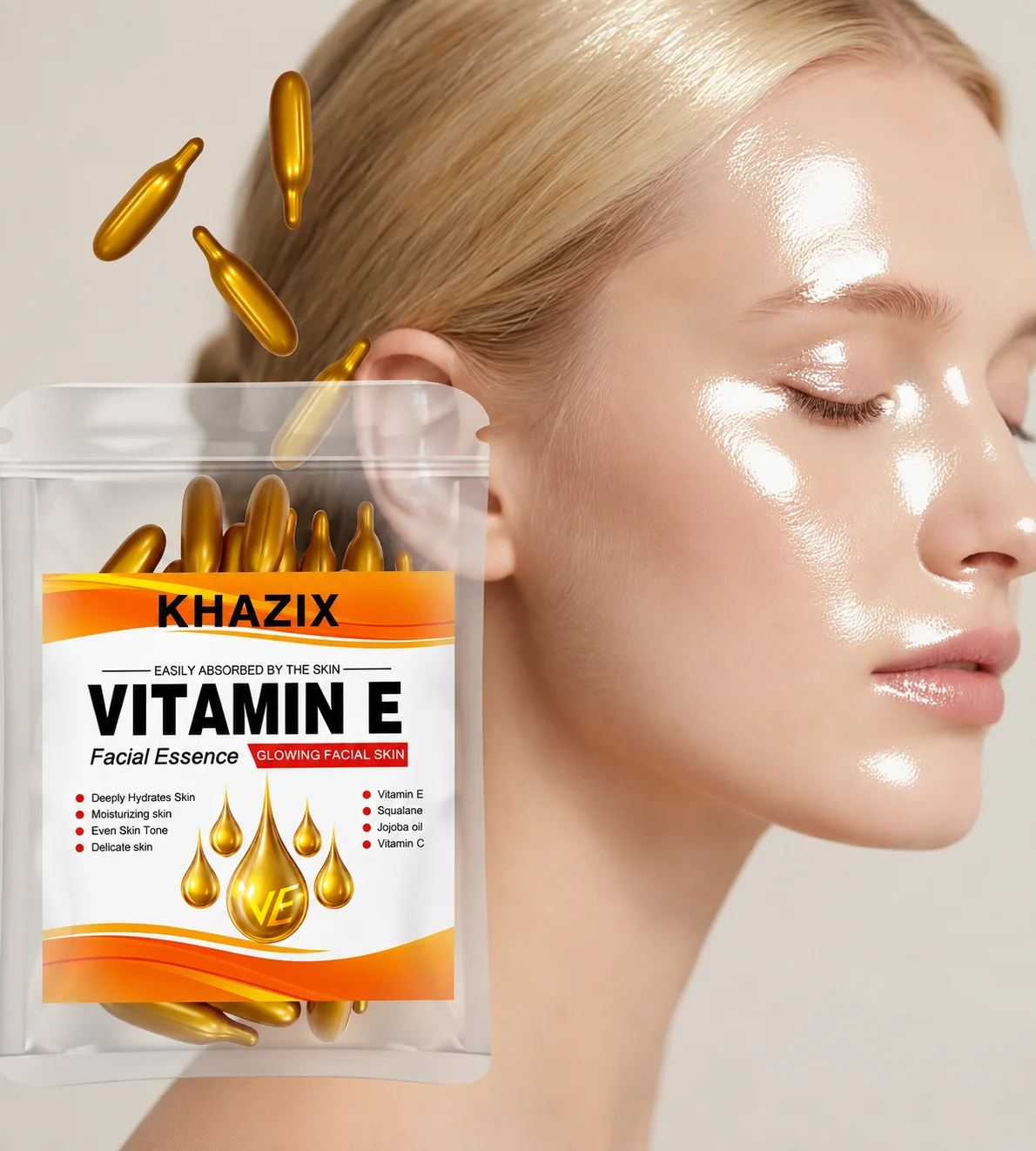 Deep Hydrating Face Serum with Vitamin C Vitamin E Squalane and Jojoba Oil Moisturizing for Smooth Soft Even Looking Skin.