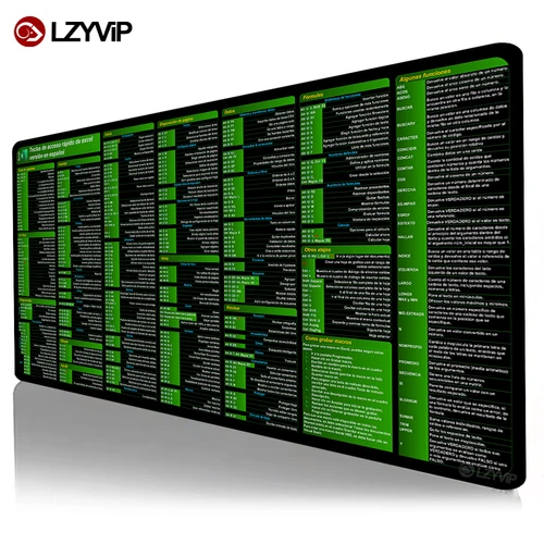 Alfombrilla de ratón Excel Shortcuts, alfombrilla de escritorio de oficina extendida grande española, alfombrilla de ratón para teclado grande XXL, alfombrilla de escritorio de ordenador XXL antideslizante de goma