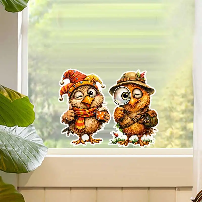 Cute Owl Wall Stickers Washable Moisture-Proof for Bathroom Toilet Decorative Kitchen Wall Decals Easy to Apply B16