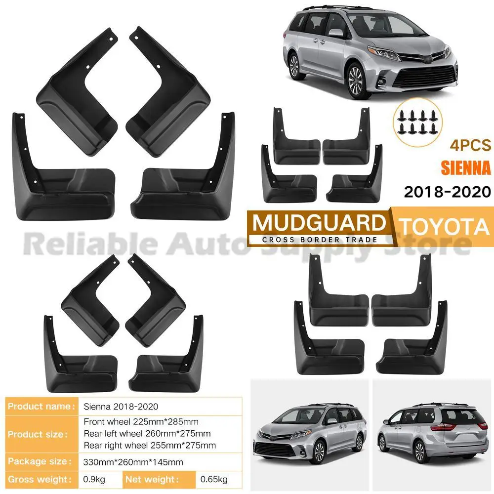 

For Toyota Sienna 2018-2020 Mud Flaps Fender Liners Auto Accessories Premium Quality Durable Protection OEM Style Direct Factory
