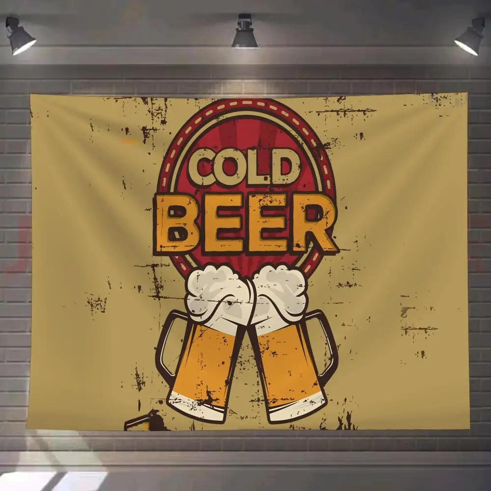 

Cold Beer Bar Wine Tapestry Custom Living Bedroom Party Dormitory Interior Wall Bohemian Decoration Attached Clip