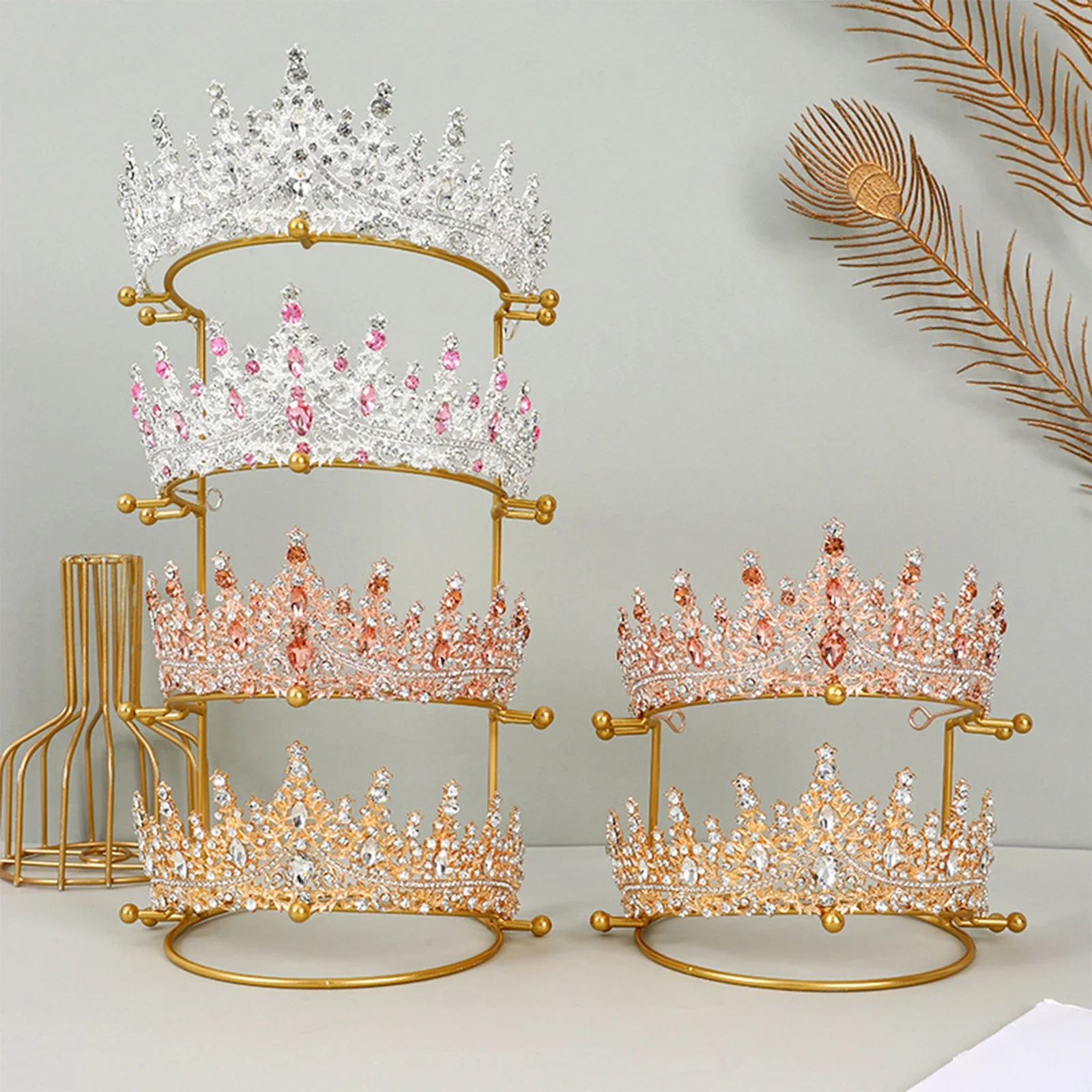 

Wedding Hair Crown Rack Jewelry Storage Rack Princess Crown Rack Tiara Support Stand for Bride Showcases Desktop Party Decor