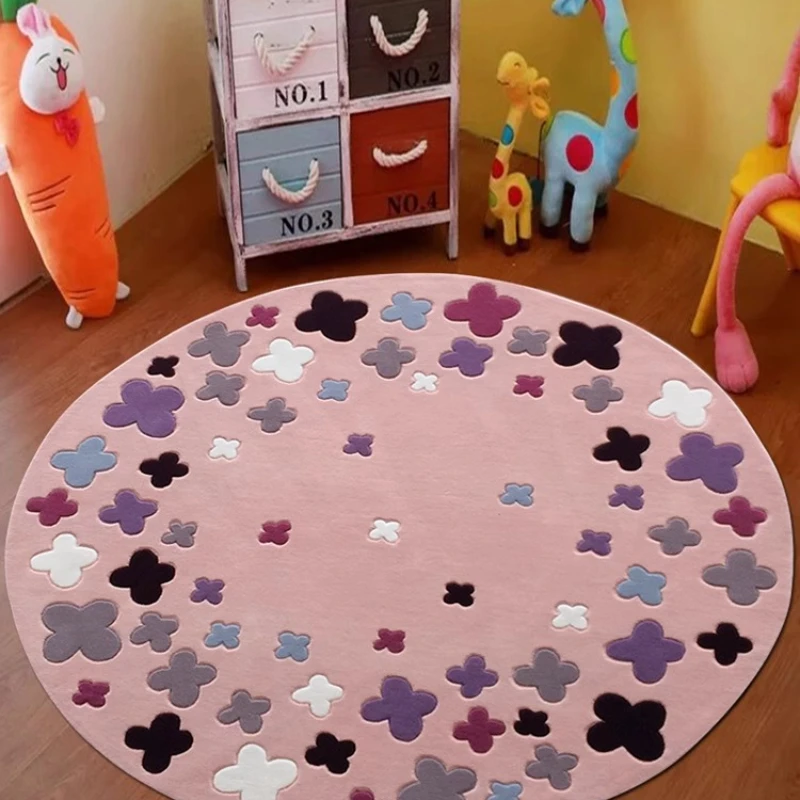 

Children's girl room princess cute girl heart pink imported wool round carpet bedroom can lie down
