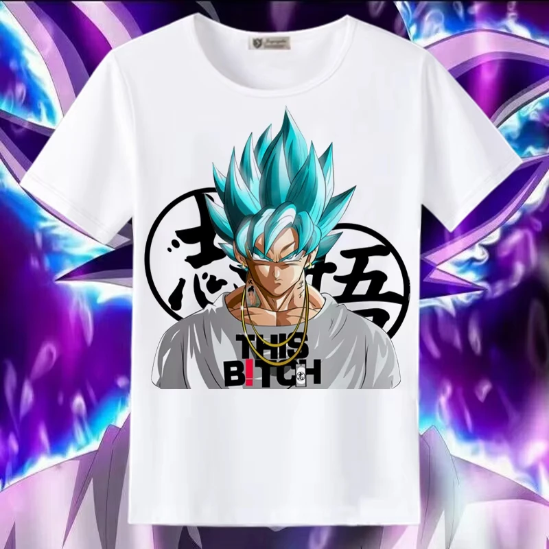 เสื้อยืดแขนสั้นลายการ์ตูนดราก้อนบอล โกคู เบจิต้า บู ฟรีเซอร์ แฟชั่นผู้ชายและผู้หญิง ทรงหลวม ผ้าฝ้าย