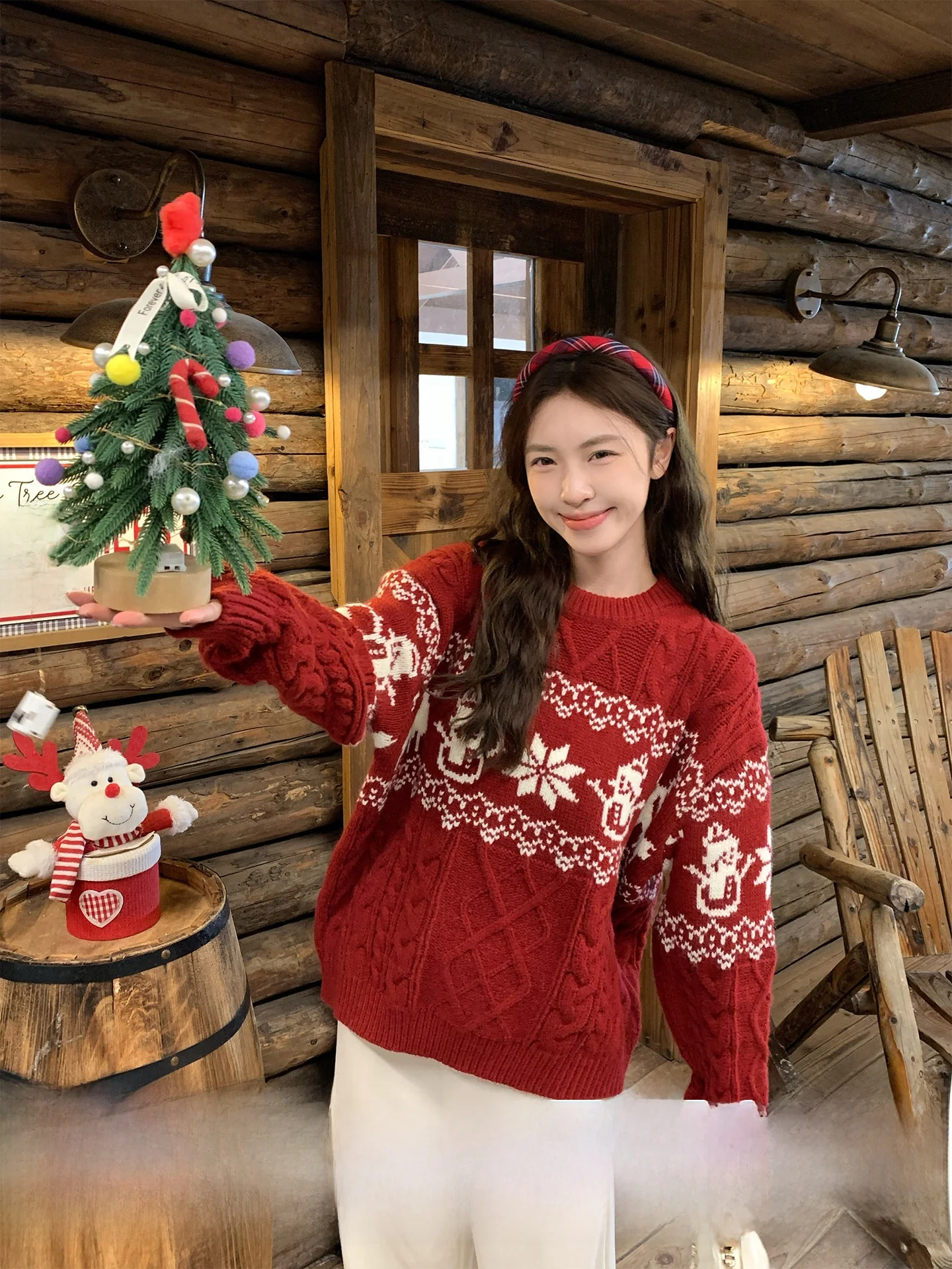 

Красный вязаный свитер Morning Bloom для женщин, осенне-зимний, в корейском стиле, свободного кроя, мягкий, с длинными рукавами, для ношения под одеждой