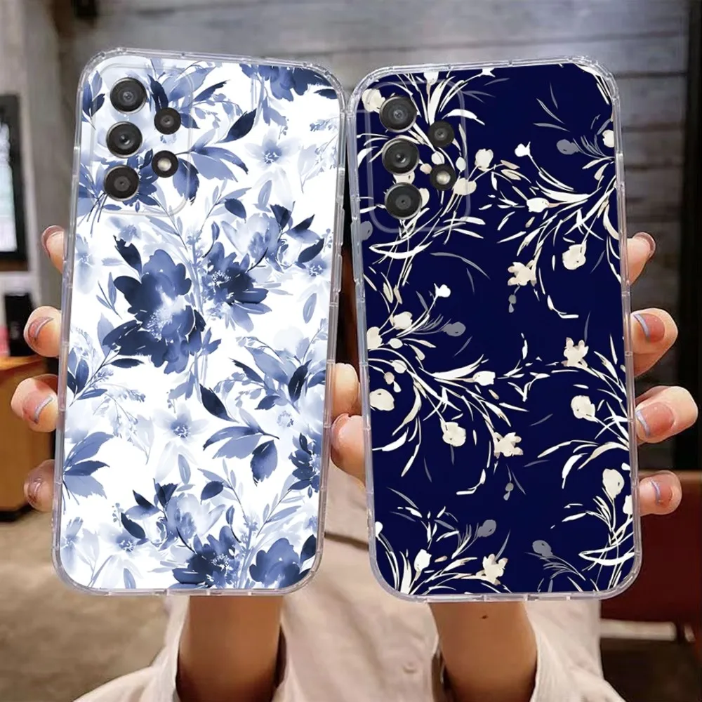 Blue And White Porcelain Phone Case For Samsung A 71,70,52,51,4G,40,31,50,20,21,S,12,10,S,A03S, Ultra,4GSoft Transparent Case