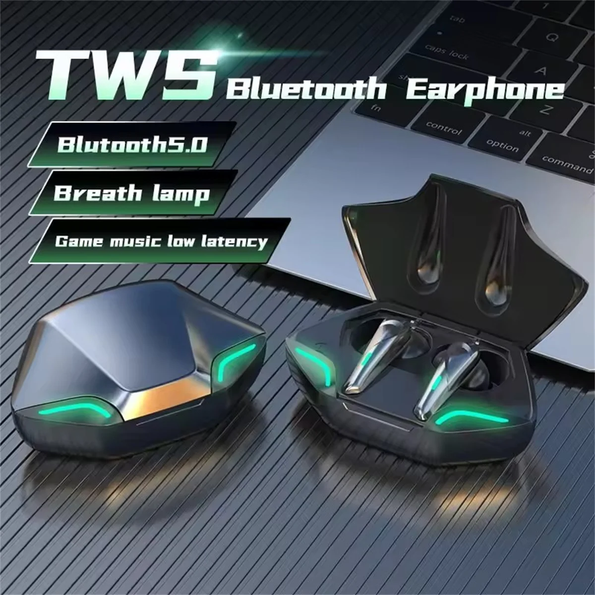 BOSENOK TWS 5.0 Game Bezprzewodowe słuchawki i słuchawki Bluetooth obsługują regulację głośności Motion Music Zestaw słuchawkowy z mikrofonem
