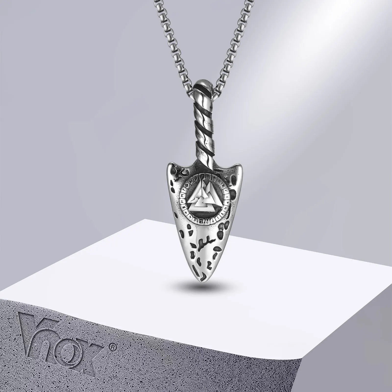 Мужские ожерелья со стрелкой и головой Vnox, искусственный Узелок с цепочкой в коробке, винтажный Ретро-ошейник