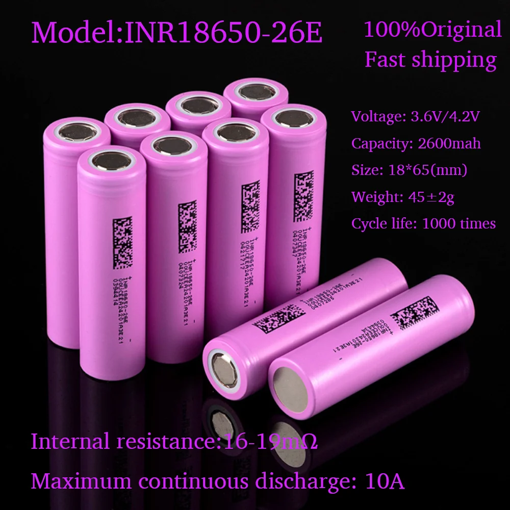 18650 akku 3.7V 2600mAh baterai Li-ion isi ulang NR18650-26E kapasitas nyata 2600mah untuk sepeda listrik