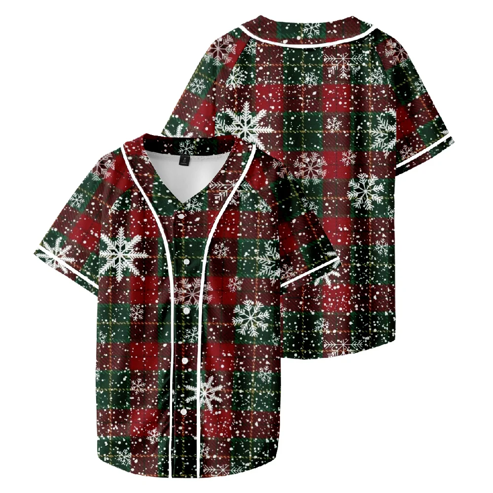 

Christmas Merch Baseball Jersey Shirt V-Neck Short Sleeve Tee Women Men Fashion Clothes