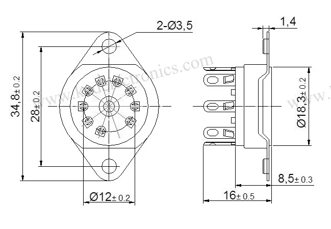Valve de préampli audio de style Belton pour amplificateur à tube, prise de tube à vide marron, 9 broches, ECC82, 12Humanity, 5 pièces
