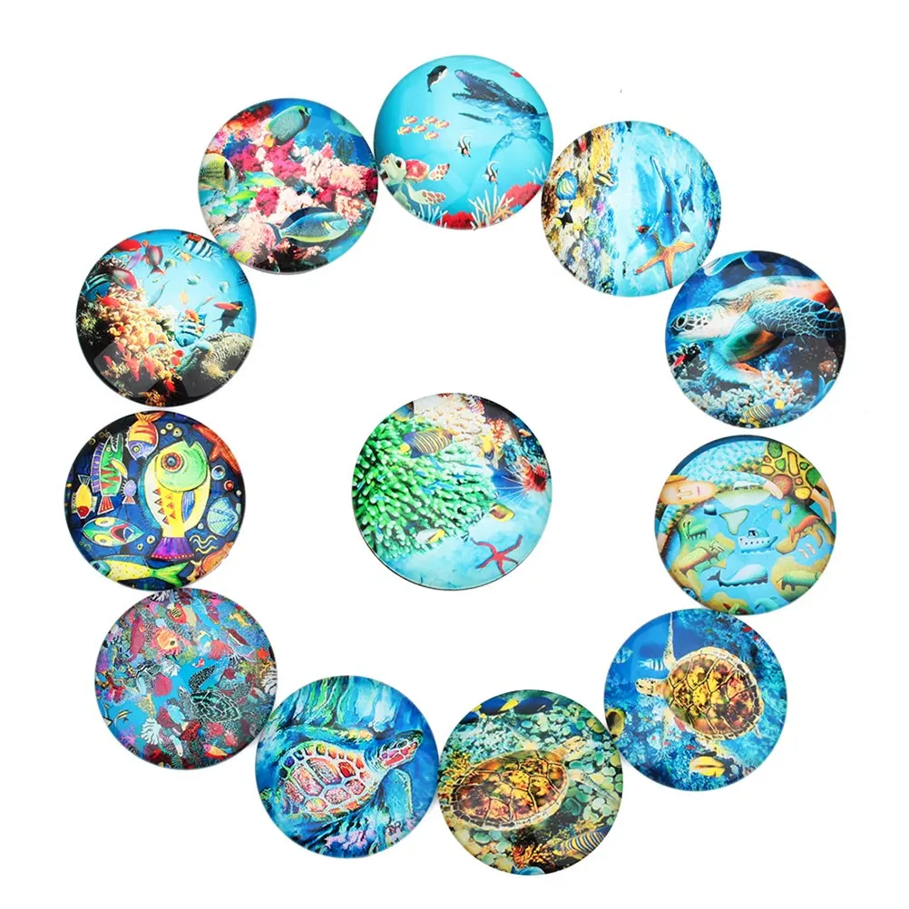 

20 PCS Patch DIY Water Party Theme Glass Mini Accessories Round Decals Ocean Crafts Chips for