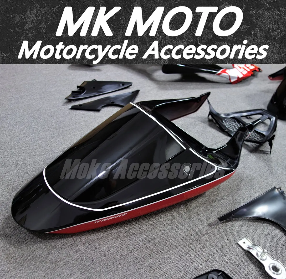 مجموعة انسيابية للدراجات النارية من Moke Moto مناسبة لـ Gsxr1000 2000 2001 2002 مجموعة هيكل السيارة عالية الجودة حقن ABS أحمر وأسود Yoshimura
