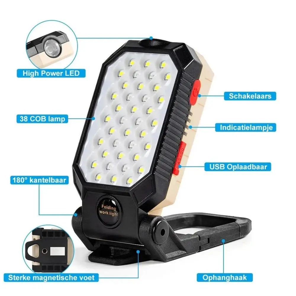 

Magnetic Hook Portable LED Worklight Waterproof Design Super Bright Rechargeable Flashlight Power Display