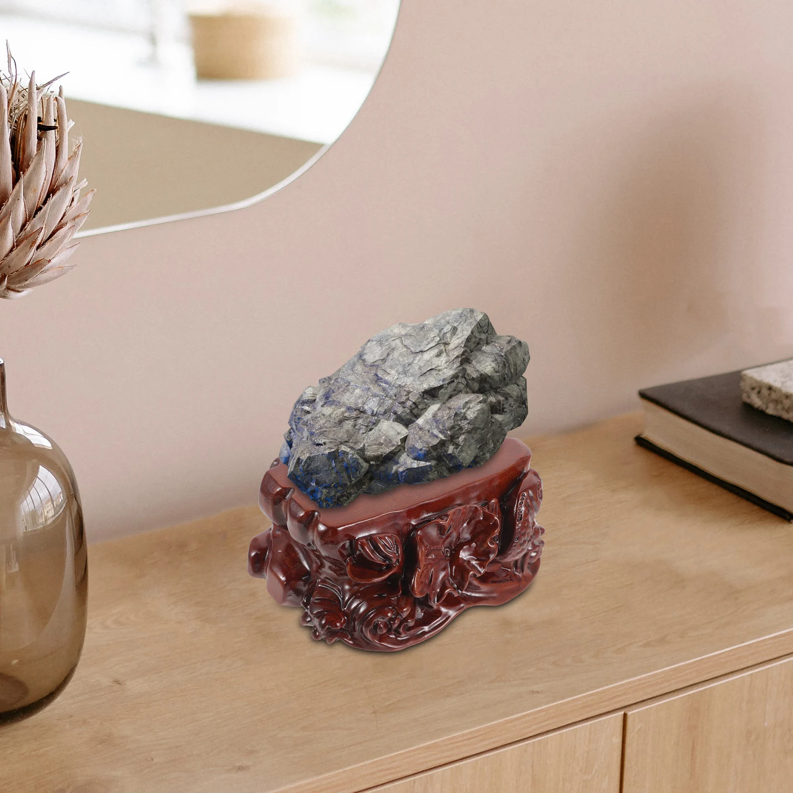 

Solid Wood Carved Pedestal Stand for Home Decor Oriental Wooden Base for Plants Statues Minimalist Design Vase Stand Table