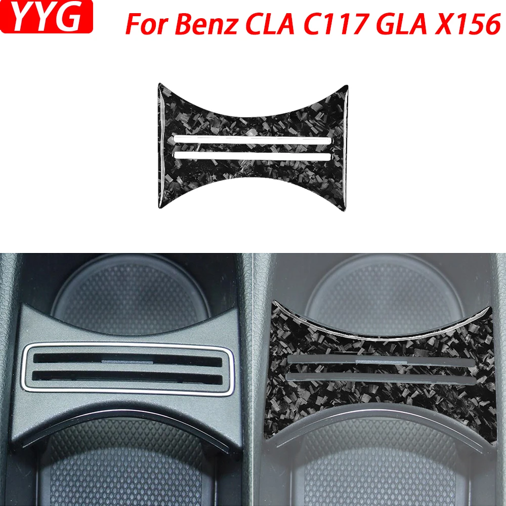 

For Benz CLA C117 2014-2018 GLA X156 2015-2019 Forged Carbon Fiber Armrest Box Cup Holder Divider Cover Car Accessories Sticker