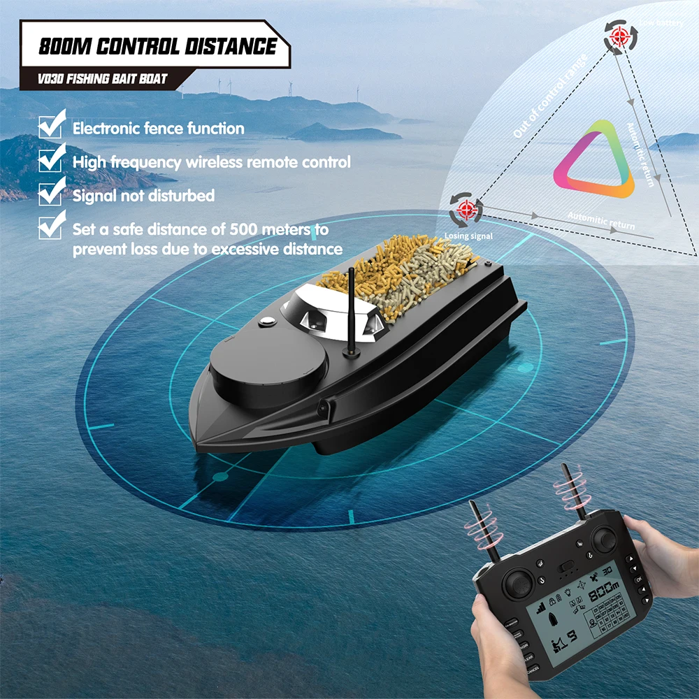 LOKEEVAN V030 RC Karpfen Angeln Köder Boot GPS, Große Größe 9 Angeln Boden 12 V High-Speed GPS Fishfinder Trawling Nest Köder Boot – Detail 9