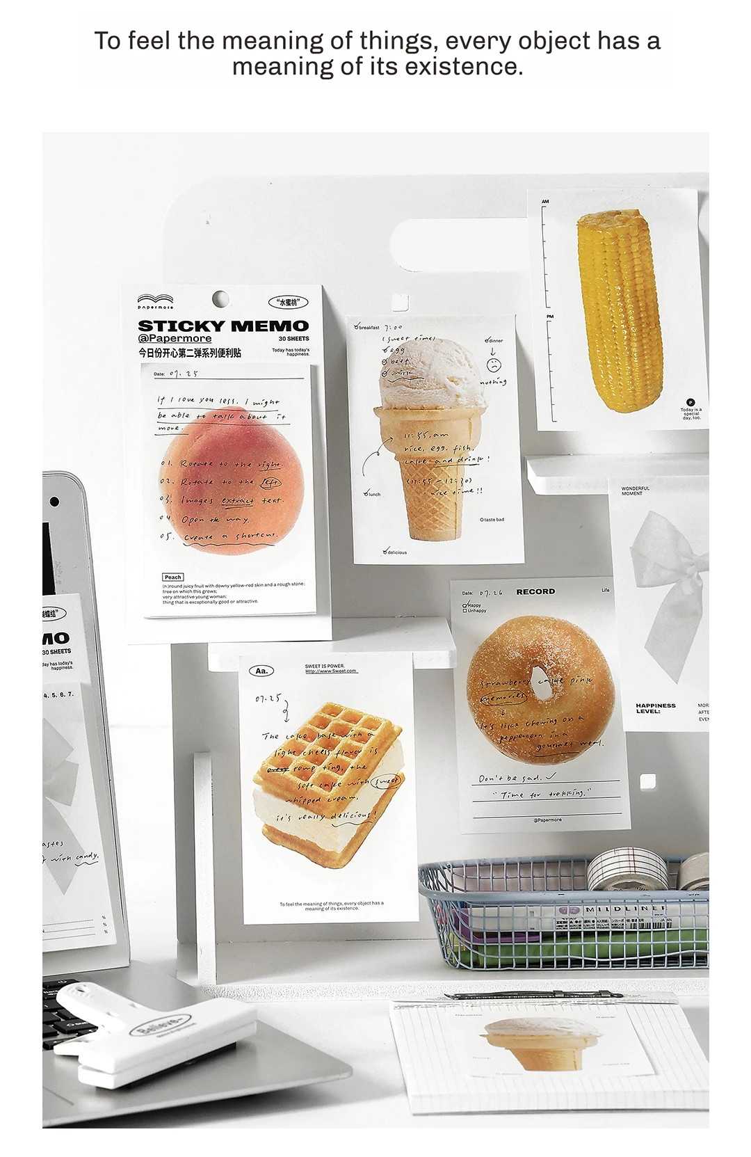 Niedlicher Gelato-Schleifenknoten Haftnotizblock Selbstklebendes Schreibpapier Schul-Bastelbedarf Notizbuch Schreibwaren Dekoration – Detail 13