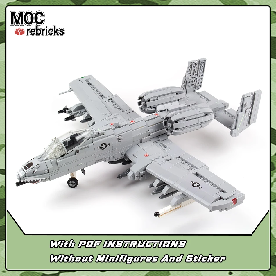 Military USA  A-10 Thunderbolt II Model Building Block Technical Sergeant Combat Aircraft MOC Bricks Toys Children's Gift