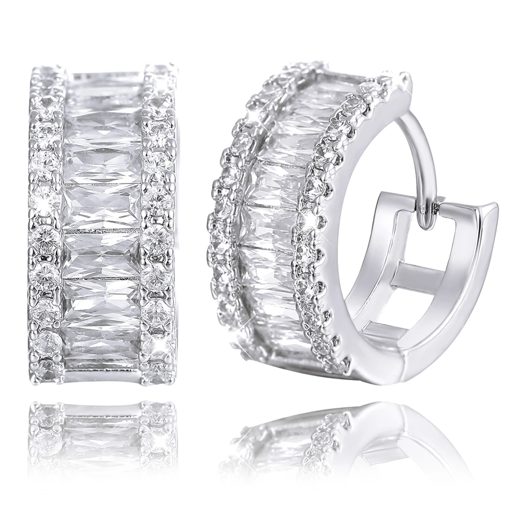Juya Handgemachte Micro Pflastern Zirkon Gold/Silber Farbe Luxus Hoop Ohrringe Für Frauen Braut Abend Party Schmuck Großhandel – Detail 7