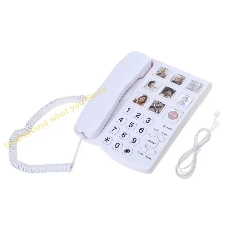 J60A Button Landline Telephone for Elderly Hands Freely Speaking Adjustable Sound
