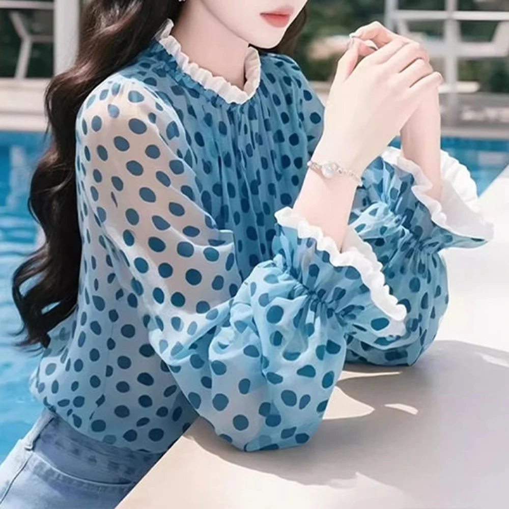 2025 Spring New Small Shirt Looks Good, Unique and Beautiful Design Sense, Small Fresh Pink Floral Bubble Sleeve Shirt