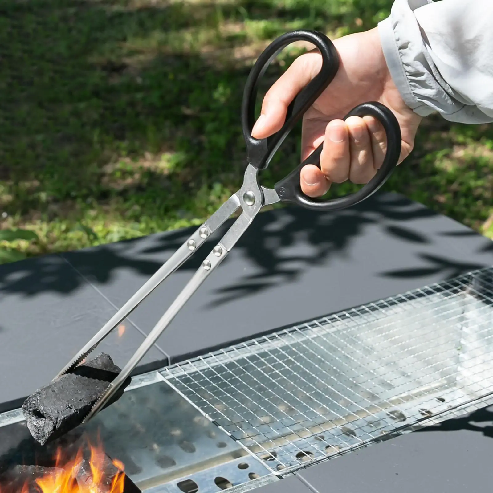 Scissor Tongs, Stainless Steel, Multipurpose, Charcoal Pick up Tool Rubbish Picker Fireplace Firewood Picker for Barbecue