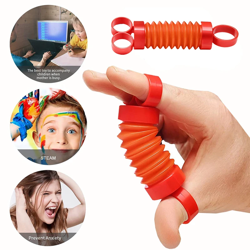 Finger Pull Tube Poptubes Finger Movement Stretch Tube Fidgets Kids Toys For Autism Stress Relief Toy Adult Office Toys Gifts