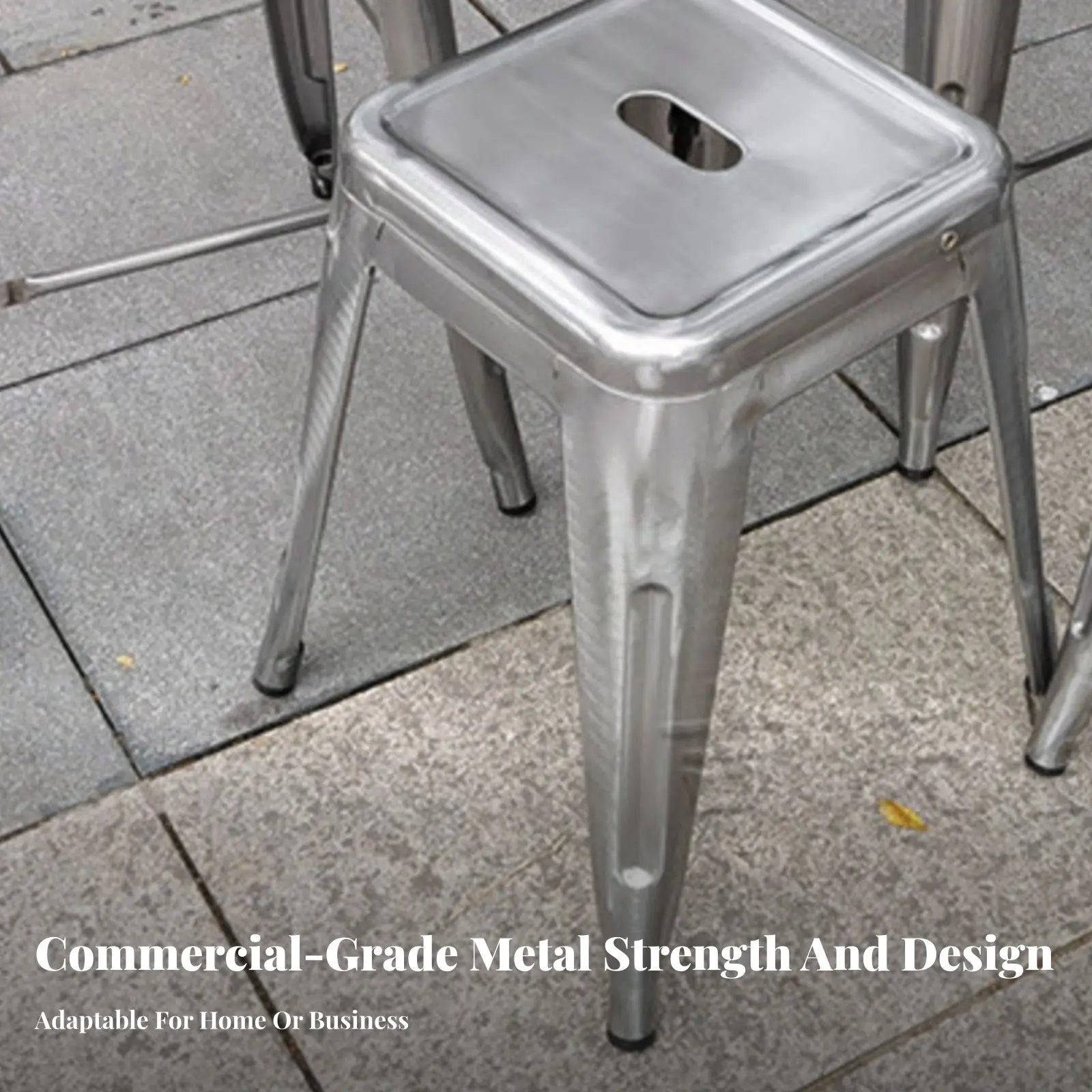 Stackable Metal Stool Powder Coated Finish Metal Bar Stool with Support Rest Kitchen Island Barstool Water-Resistant for Cafe