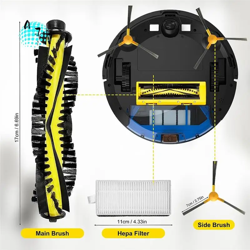 

A07F-For Tesvor X500 X500 Pro M1 M2 Replacement Accessories Kit For Neatsvor X500 Robot Vacuum Replacement Parts Roller Brush Fi
