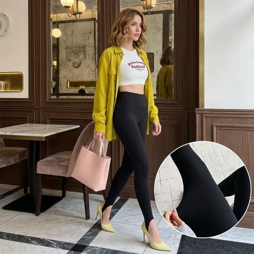 Trendy High Waist Sharkskin Leggings Stretch Tight Fit Stirrup Leggings Spring Summer Thin Workout Pants Women