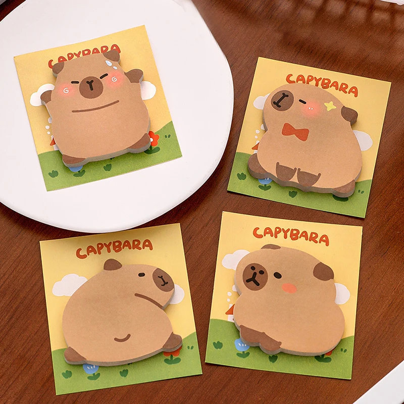 2PCS Capybara Sticky Notes, Cute Sticky Notes, Student Cartoon High-looking Sticky Notes Kawaii Memo Pad Stationery Stationary