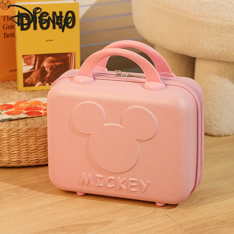 Disney-estuche de viaje portátil de Mickey, estuche de maquillaje de alta calidad a la moda, caja de almacenamiento de equipaje de negocios de gran