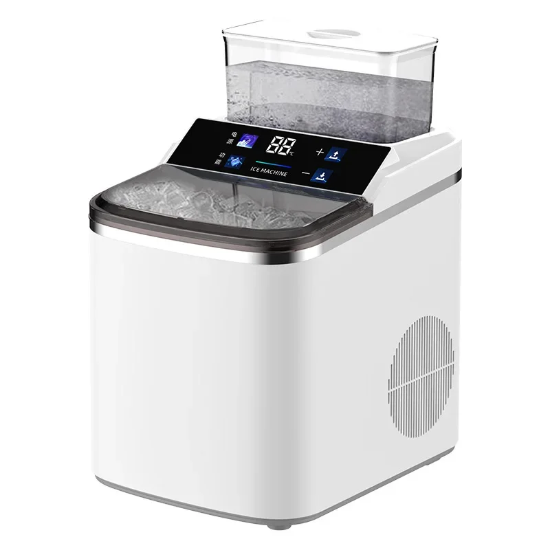 #Automatic Home Ice Maker: Produces 16KG/24H Mini Square Ice Cubes, Compressor Cooling, Adjustable Thickness