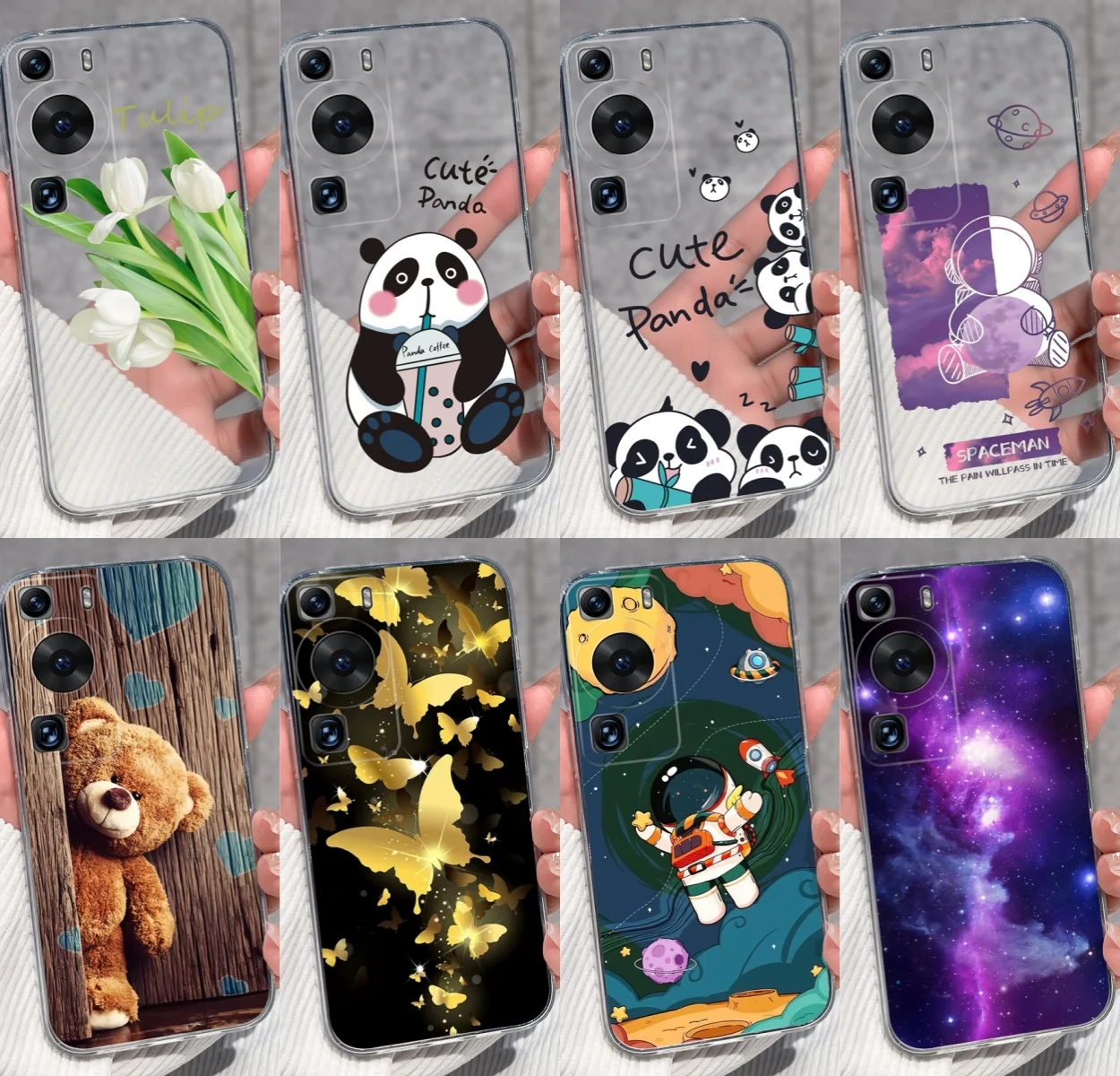 Para Huawei P60 P60Pro carcasa de teléfono transparente de TPU lindo patrón de astronauta Panda funda ultrafina para Huawei P60 P50 Pro P50E funda Coque