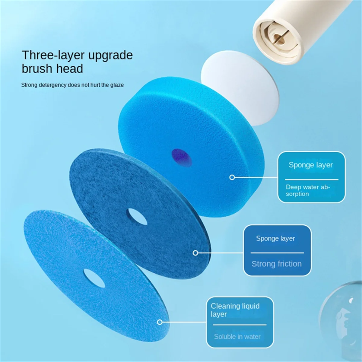 48PCS Disposable Toilet Brush Refills No Dead Angle Foam Cleaning Sponges Heads Toilet Brush Bathroom Accessories Blue